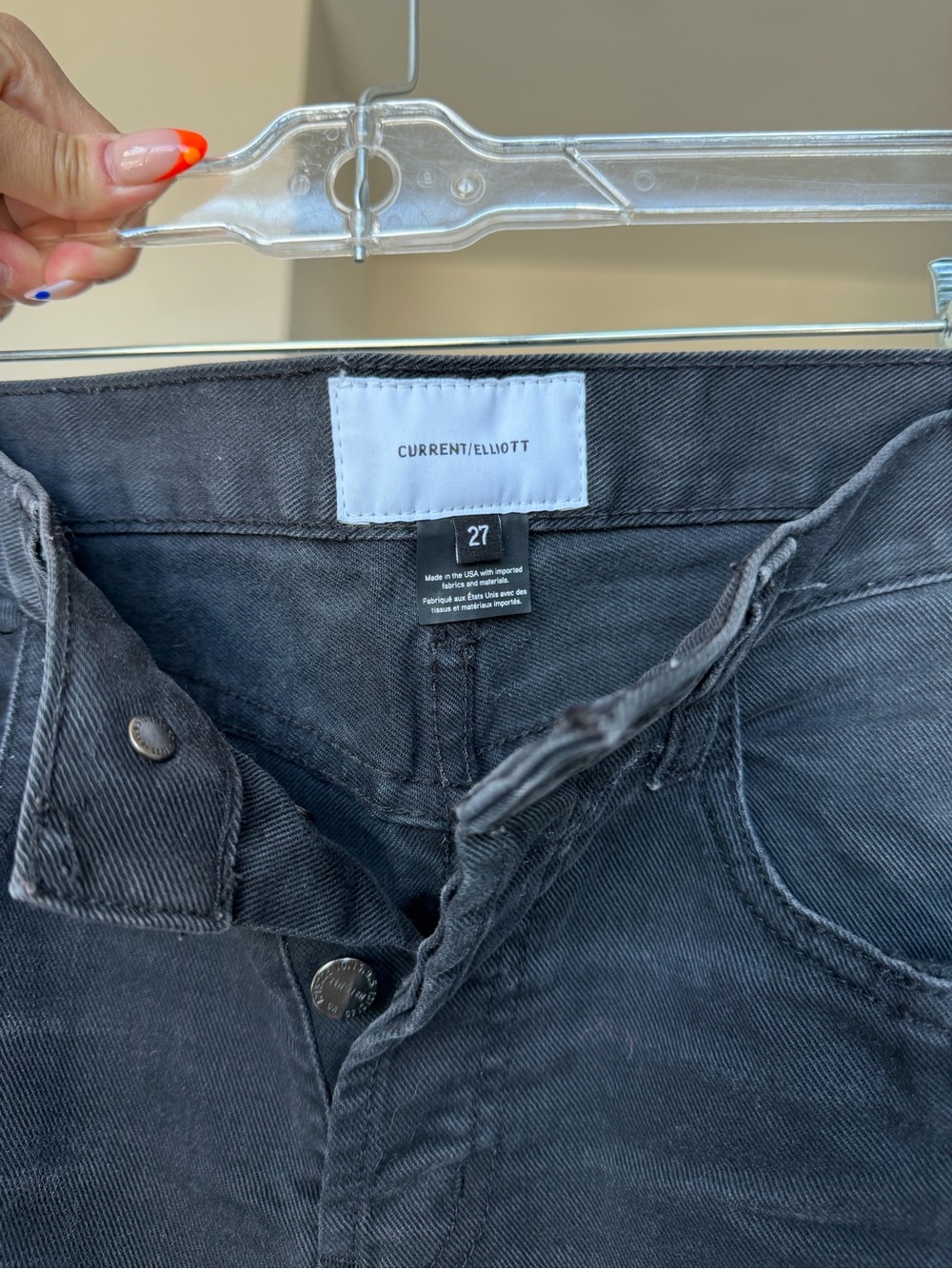 Current/Elliott Black Jeans with Front Silver Zippers - Picture 3 of 3